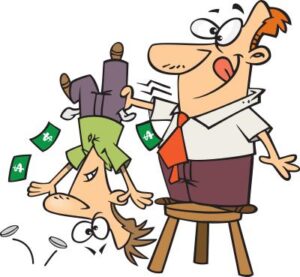 man shaking a guy for money